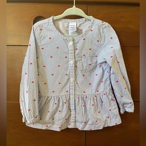 Carter’s Girl’s Heart Top Button Down Shirt 2T